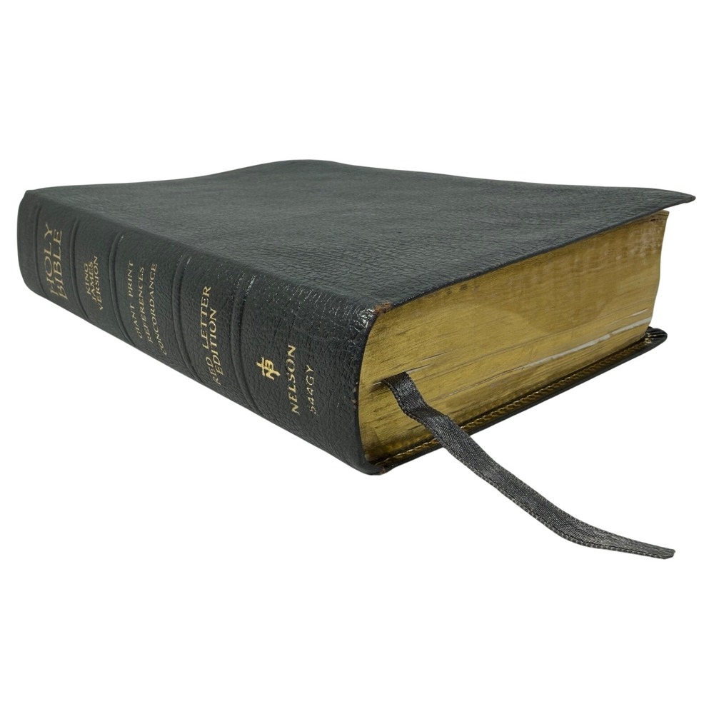 Nelson 544 Holy Bible KJV Giant Print Black Leather Red Letter 1973 Edition
